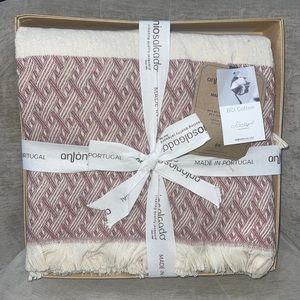 Antonio Salgado Throw Blanket BCI Cotton Blend 50x63”Made Portugal In A Gift Box
